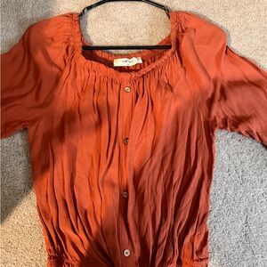 Wild Fable Terracotta Button-Up Blouse